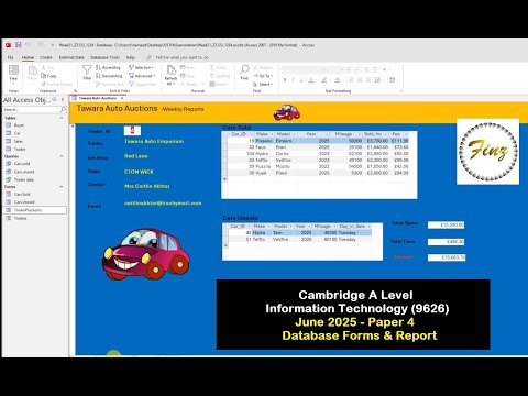A Level IT 9626  June 2025 Paper 4 - Database Forms & Report