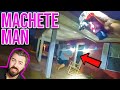 Madman Chases Cop With Giant Machete