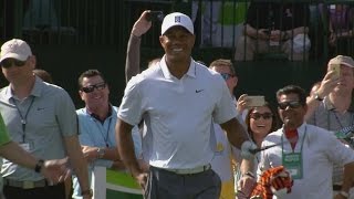 Tiger Woods plays No. 16 during pro-am at Waste Management