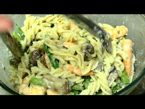 Asparagus, mushroom, shrimp PASTA!