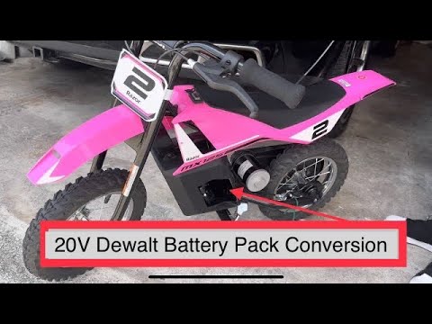 Making Razor MX125 electric kids motorcycle Faster DIY Dewalt 20V drill lithium Battery Pack upgrade