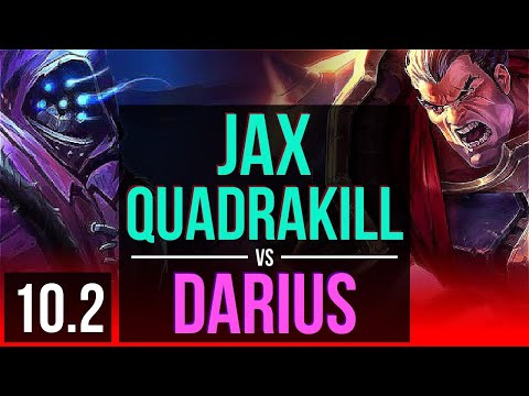 JAX vs DARIUS (TOP) | Quadrakill, 1000+ games, KDA 12/3/3 | Korea Grandmaster | v10.2