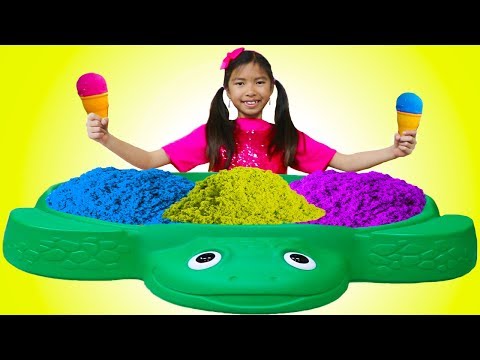 Wendy Pretend Play Learn Colors with Kinetic Sand Rainbow Ice Cream Kid Toys