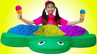 Wendy Pretend Play Learn Colors with Kinetic Sand Rainbow Ice Cream Kid Toys video