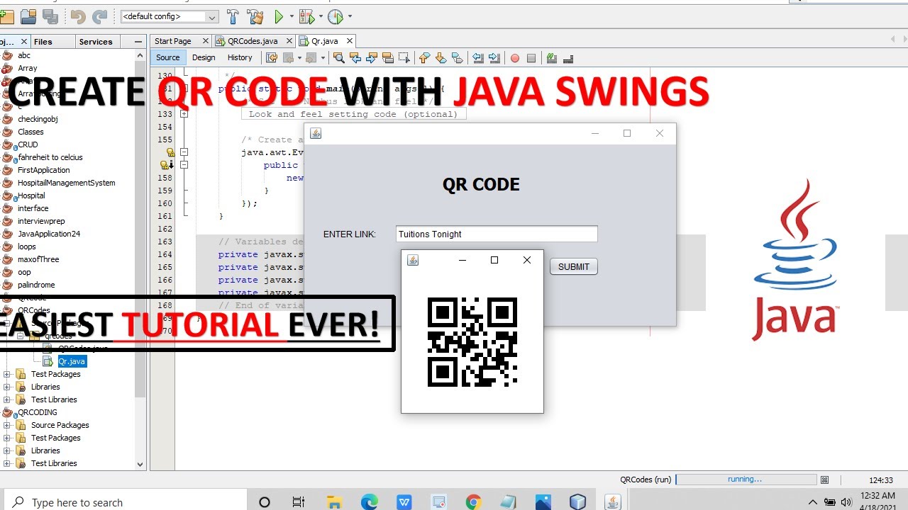 Create QR CODE WITH JAVA SWINGS | EASIEST TUTORIAL EVER | Tuitions Tonight