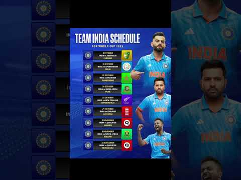 TEAM INDIA SCHEDULE FOR ICC WORLD CUP 2023 #cricket #indiancricket #shorts