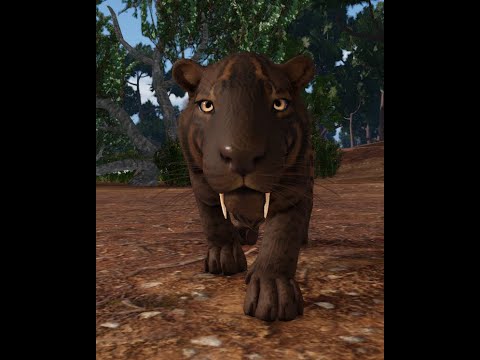 Melanistic smilodon vs Ancient bison (Ecos La Brea)