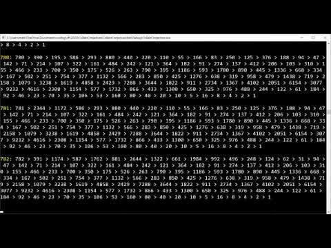 Collatz Conjecture - First 2,000 Number Hailstone Sequences