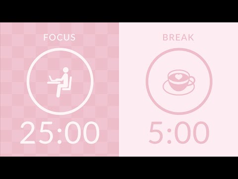 25/5 Pomodoro Timer with Gentle Pink Noise 🌸 3-Hour Study with Me for Deep Focus & ADHD 💗