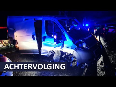 Politieachtervolging | Gestolen bestelbus | Gestolen motor | Crash |
