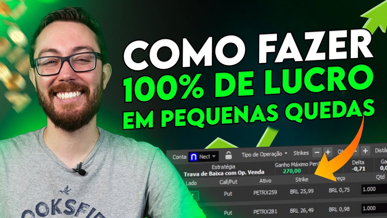 COMO FAZER 100% DE LUCRO EM PEQUENAS QUEDAS | TRAVA DE BAIXA COM PUT