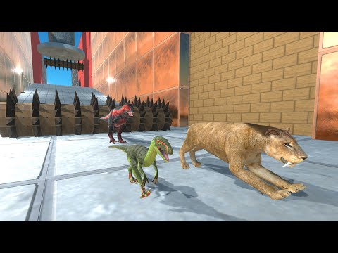 Escape The Wooden Obstacle Spike Trap In A Red T-Rex's Hallway - Animal Revolt Battle Simulator