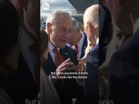 Chuck Schumer caught on hot mic with Joe Biden about election, Herschel Walker USA TODAY Shorts