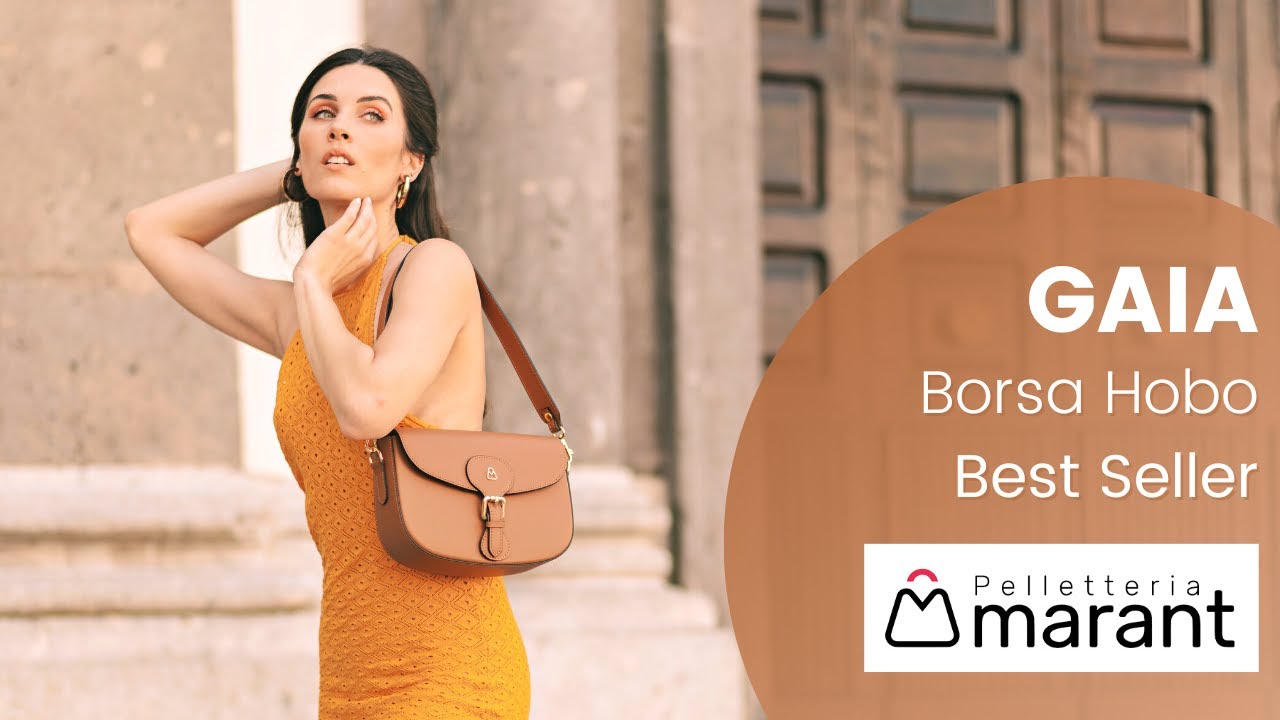 Pelletteria Marant - Gaia Hobo borsa in pelle a spalla con tracolla in tessuto