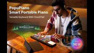 PopuPiano Smart Portable Keyboard Piano with Chord Pad + PopuBag (Black)