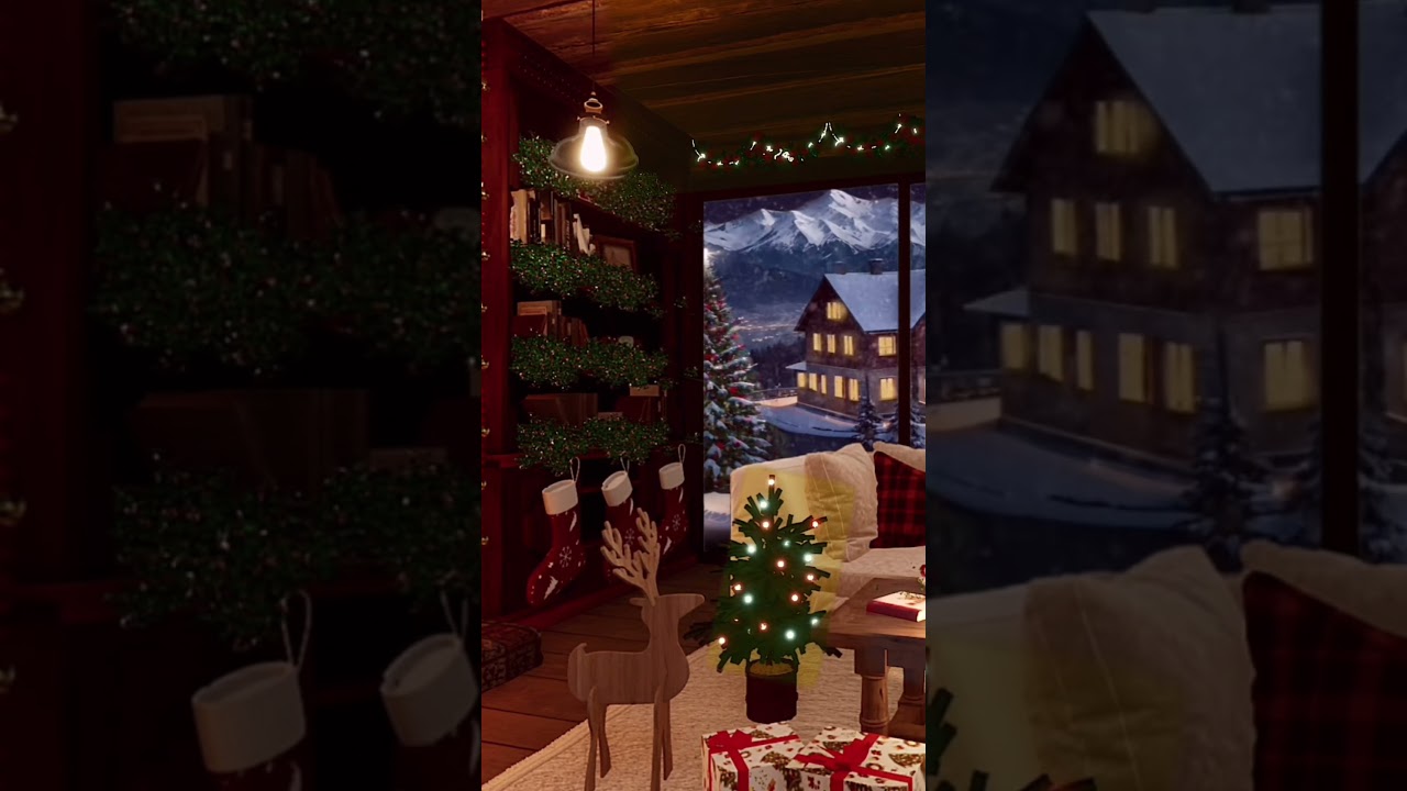 Ambience on a quiet snowy Christmas night#christmas#relaxingvideo #shortvideo