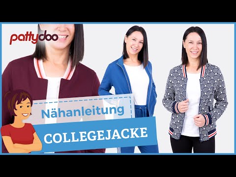 Nähanleitung Collegejacke mit Reißverschluss, einfachen Leistentaschen & Bündchen- oder Stehkragen 🤩