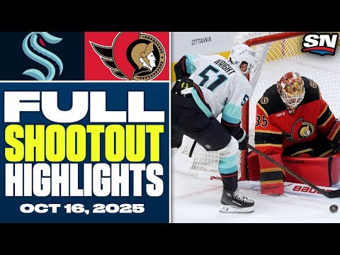 Seattle Kraken at Ottawa Senators | FULL Shootout Highlights - October 16, 2025
