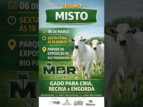 LEILÃO MISTO 06/03/2026 - MBR LEILÕES - RIO PARANAÍBA-MG