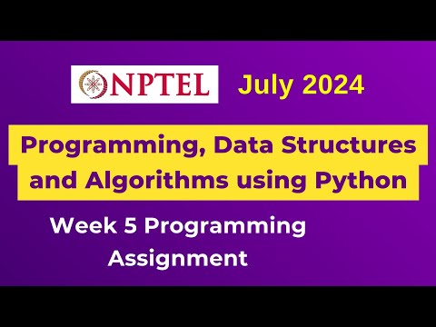 Nptel Programming Data Structures And Algorithms Using Python Assignment 5 Solution 2024