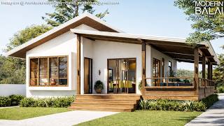 Simple Life in a Farmhouse 3 Bedrooms Tiny House Design Idea 9 x 10 Meters with Floorplans