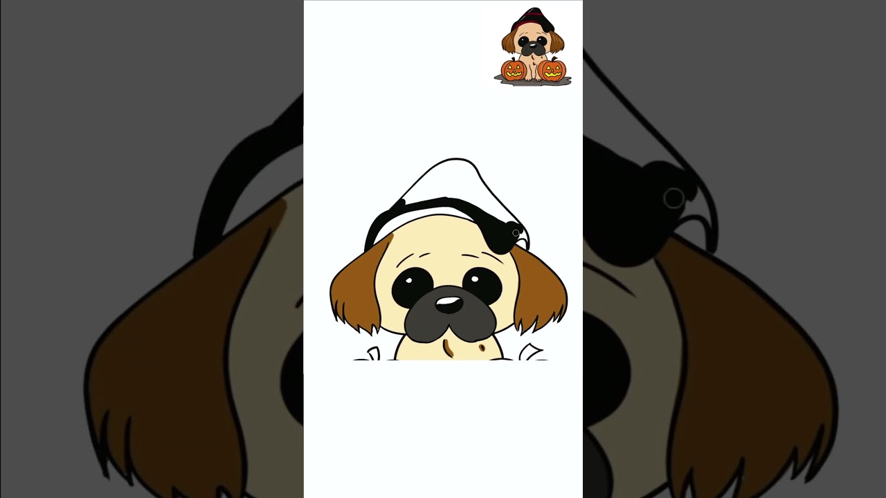 Draw a cute Witch Puppy wait for the end for Kids