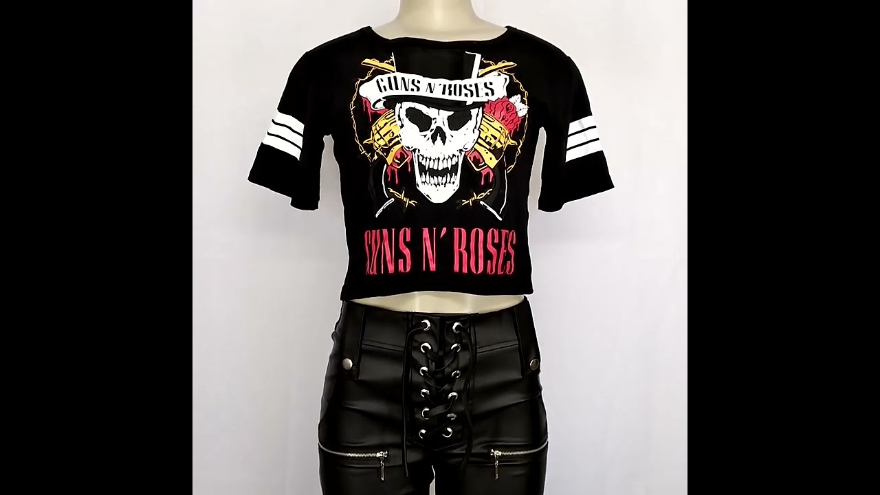 Cropped T-shirt Baby Look Feminina Estampada Guns N´Roses