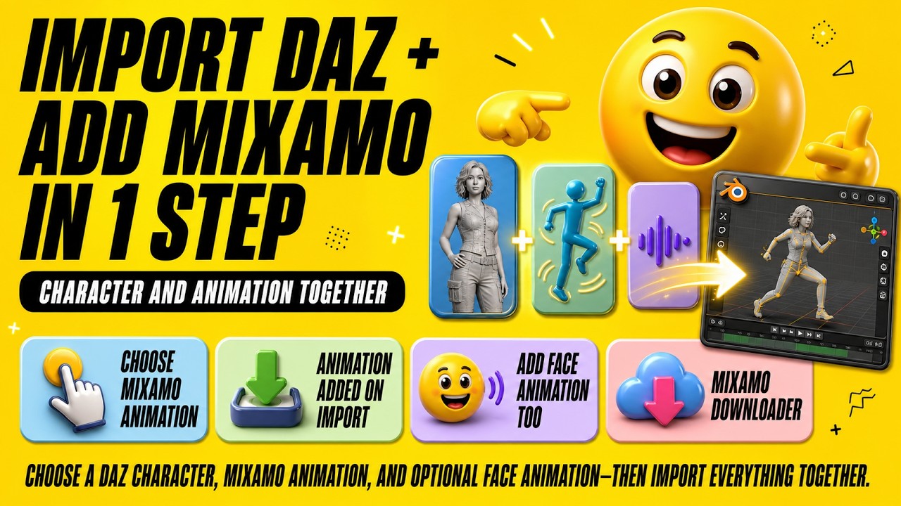 Import Daz Studio Character. Add Mixamo Anim on Import! – Blender T.V. Studio (DAZ to Blender Ed.)