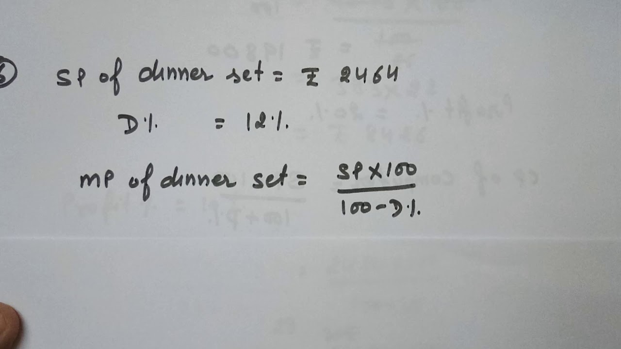 WS2QN6, a dinner set was bought for Rs 2464 after getting a discount of 12% on its MP. Find MP of s