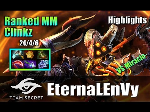 Dota 2 - EternalEnvy plays Clinkz (24/4/6) VS Miracle- (Invoker) Ranked match.