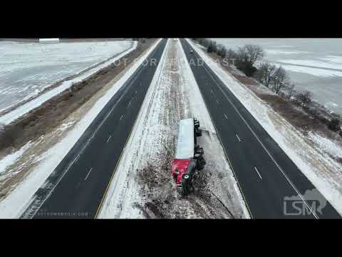 2-24-2022 Brinkley to Russellville, AR Power outages, Icy covered powerlines, accidents I-40- Drone