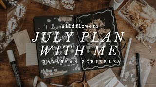 July Plan with Me I Wildflowers Theme I Black Page Bujo 🖤🌼