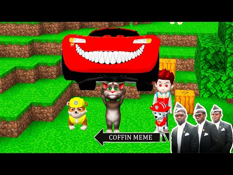 Talking TOM, PAW PATROL vs PJ masks and Mqueen in Minecraft - Coffin meme THE TANK ENGINE