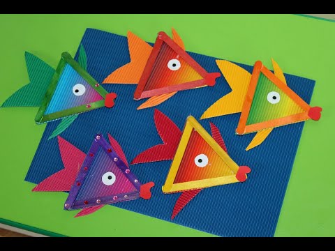 Rybki z patyczków / Proste rybki / Simle fish craft/ Popsicle stics craft / Kids craft