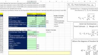Excel 2013 Statistical Analysis #66: Confidence Interval for Population Differences Sigma NOT Known