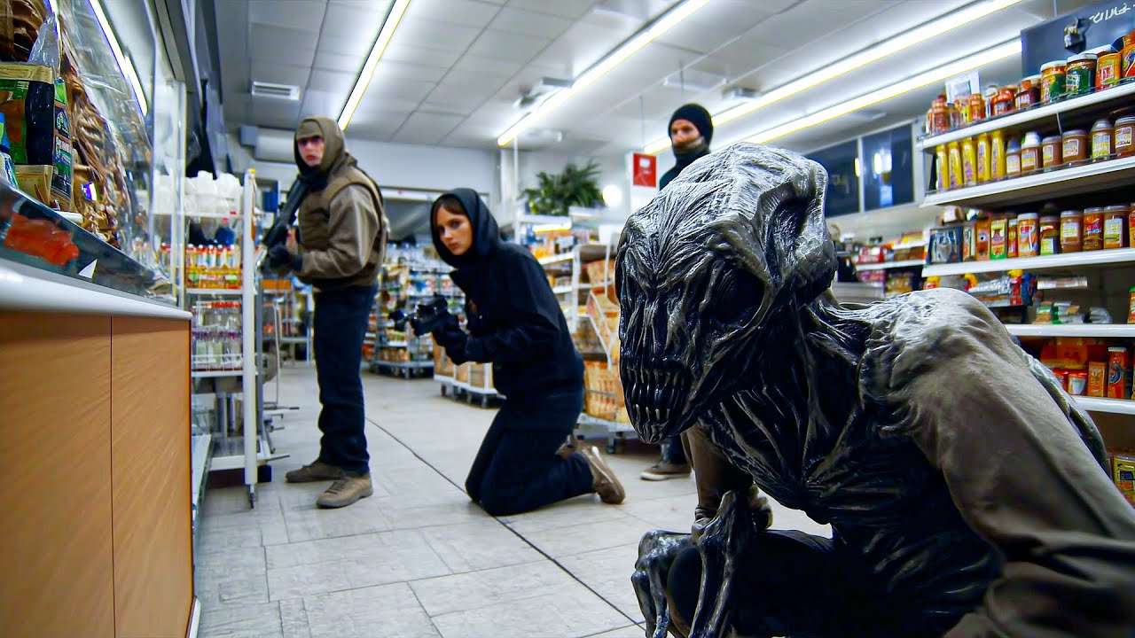 Criminals Trying to Rob a Supermarket Unaware it is an Alien Breeding Ground