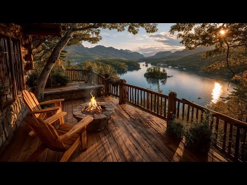 Cozy Summer Porch by the Lake | Gentle Campfire & Nature Sounds for Reading Ambience