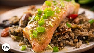 Quick-Brined Roast Salmon With Lemon-Garlic Oil | Last-Minute Meals with Paola | Food & Wine