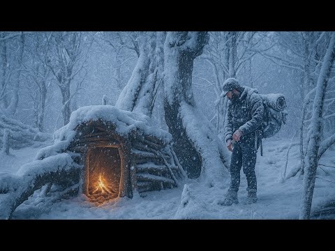 Trapped in Snowstorm –3 Days Alone in the Wild Forest | Will I Survive? | Bushcraft Winter Survival