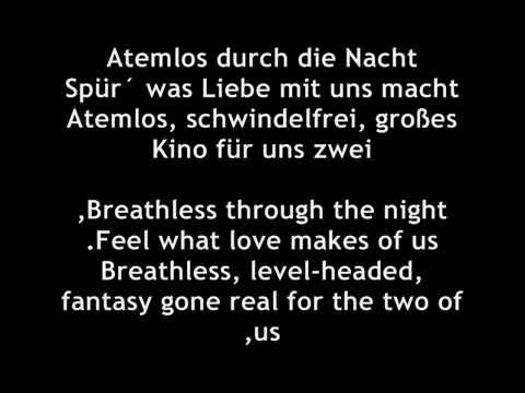 Helena Fischer- Atemlos Lyrics+ english translations