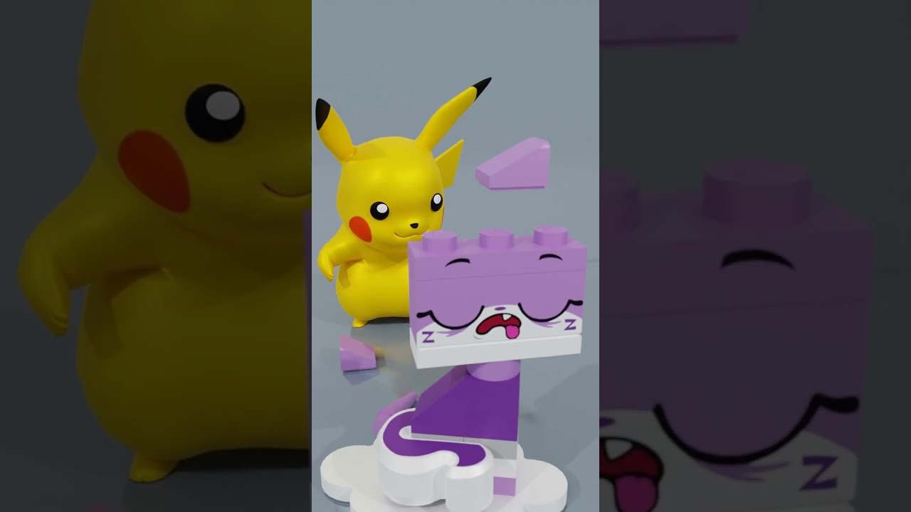 LEGO POKEMON Pikachu Brick Building purple sleeping kitten #SHORT