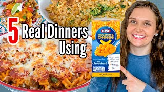 5 SHOCKING Recipes Using Kraft Boxed Macaroni & Cheese! | Quick & EASY Cheap Meals! | Julia Pacheco