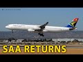 South African Airways (ZS-SXF) returns to Perth Airport on April 29, 2024.