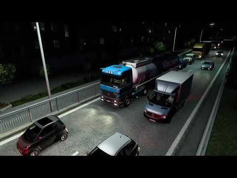 Euro Truck Simulator 2 Promods 2.60 Spätabendtour mit dem Mercedes-Benz Actros MP1