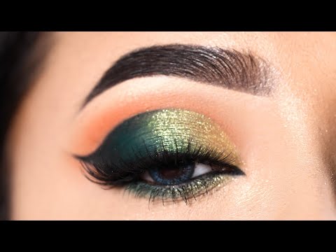 Green Golden Glitter Eye Makeup Tutorial || Simple and...