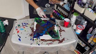 🎨Abstract Earthy Moss Painting with Swipe Technique | Acrylic Pour Tutorial for beginners! 🎨