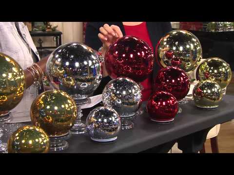 Set of 3 Lit Indoor Outdoor Mercury Glass Spheres w/Timer by Valerie with Jayne Brown