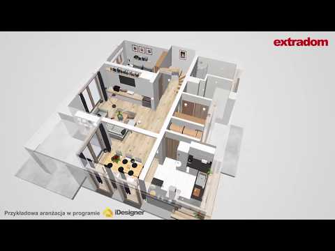 Projekt domu z poddaszem - dom Optymalny WAH1557 - 100-150 m² - spacer 3D