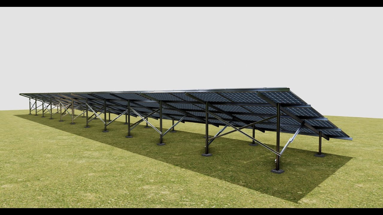 Solar Panel Steel Construction4x13 Horizontal Panel Layout 3D Model