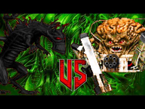 Korax vs Mastermind - DOOM vs HERETIC Monster Infighting - Crossover Boss Battles
